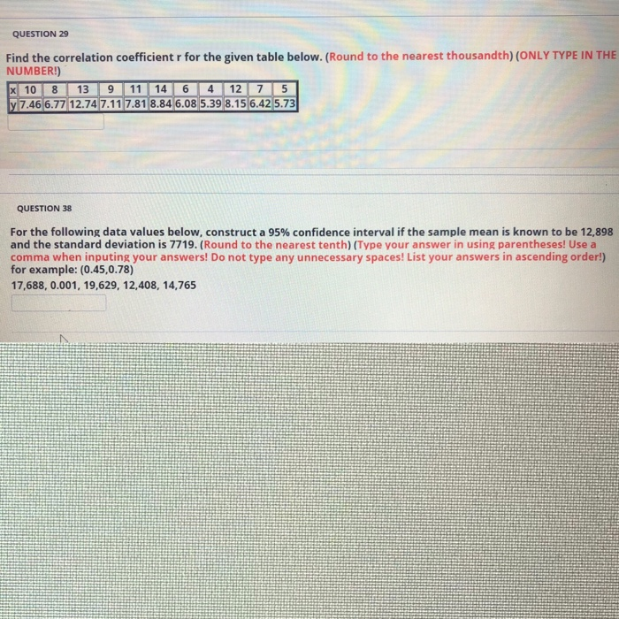 Solved QUESTION 29 Find the correlation coefficient r for | Chegg.com