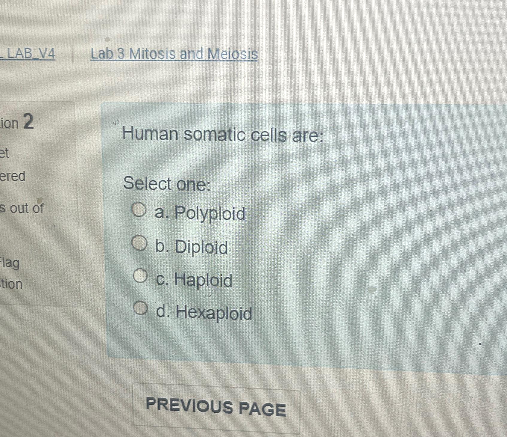 Solved Lab 3 ﻿Mitosis and MeiosisHuman somatic cells