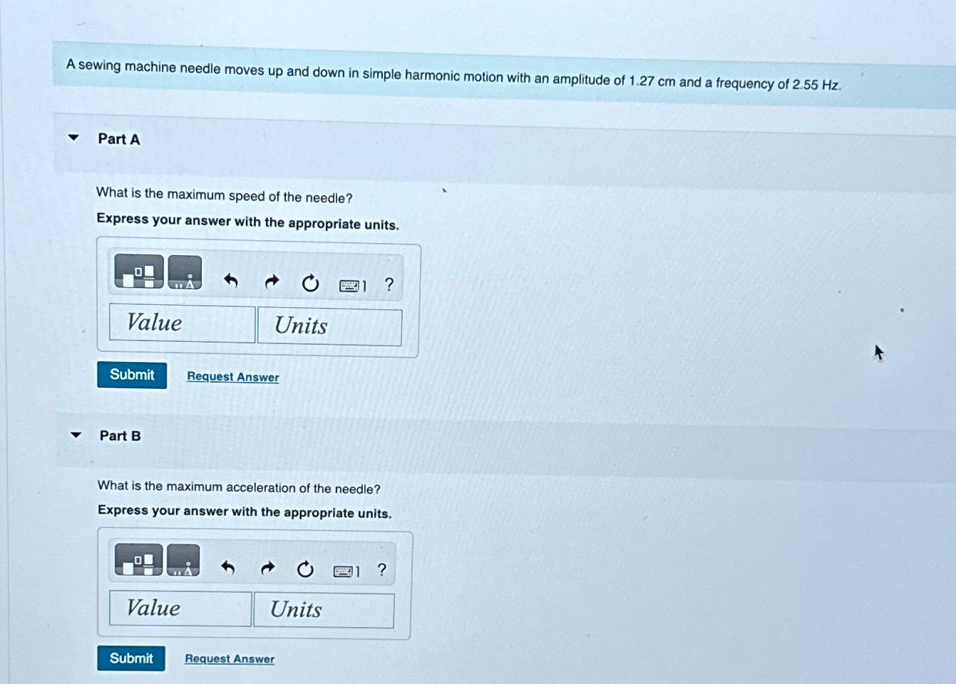 Solved A sewing machine needle moves up and down in simple
