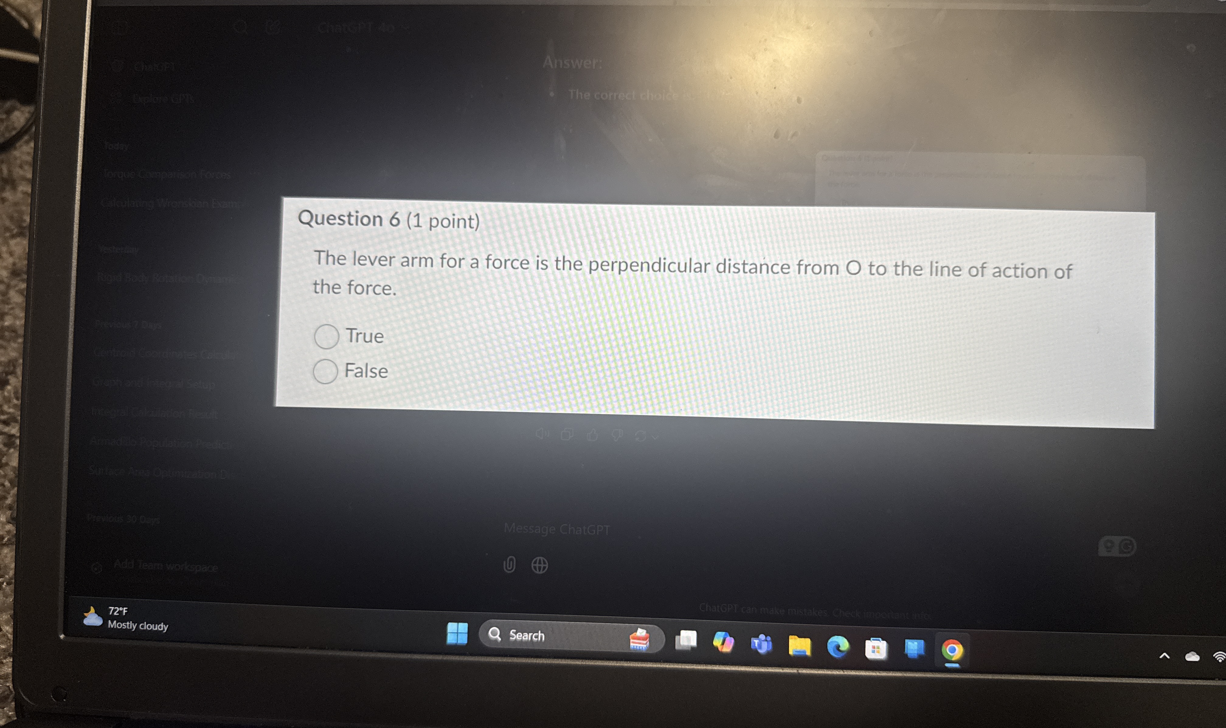 Solved AnswerQuestion 6 (1 ﻿point)The lever arm for a force