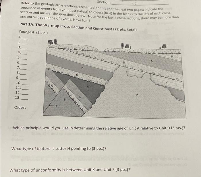 Solved Section: W N Refer To The Geologic Cross-sections | Chegg.com