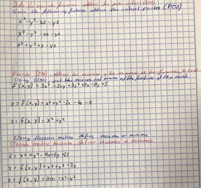 Didis Ves smuuaks famous obtenu les pales cabres (CPO) saves the follows af fustions obtain the cancel paints (POS) x-y²-xz-v