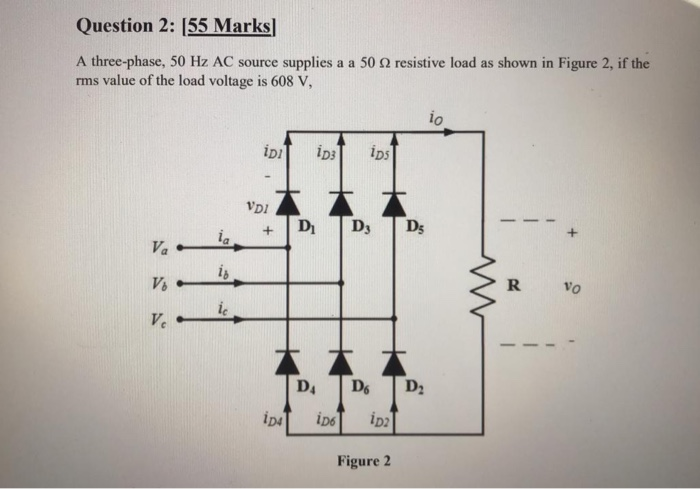 Solved Question 2: (55 Marks A three-phase, 50 Hz AC source | Chegg.com
