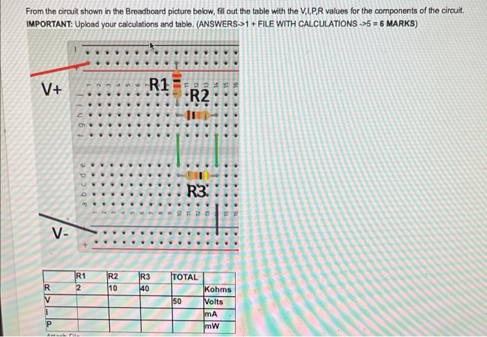 Solved From The Circuit Shown In The Breadboard Picture | Chegg.com