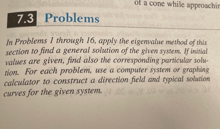 Solved of a cone while approachin a 7.3 Problems SORS In | Chegg.com