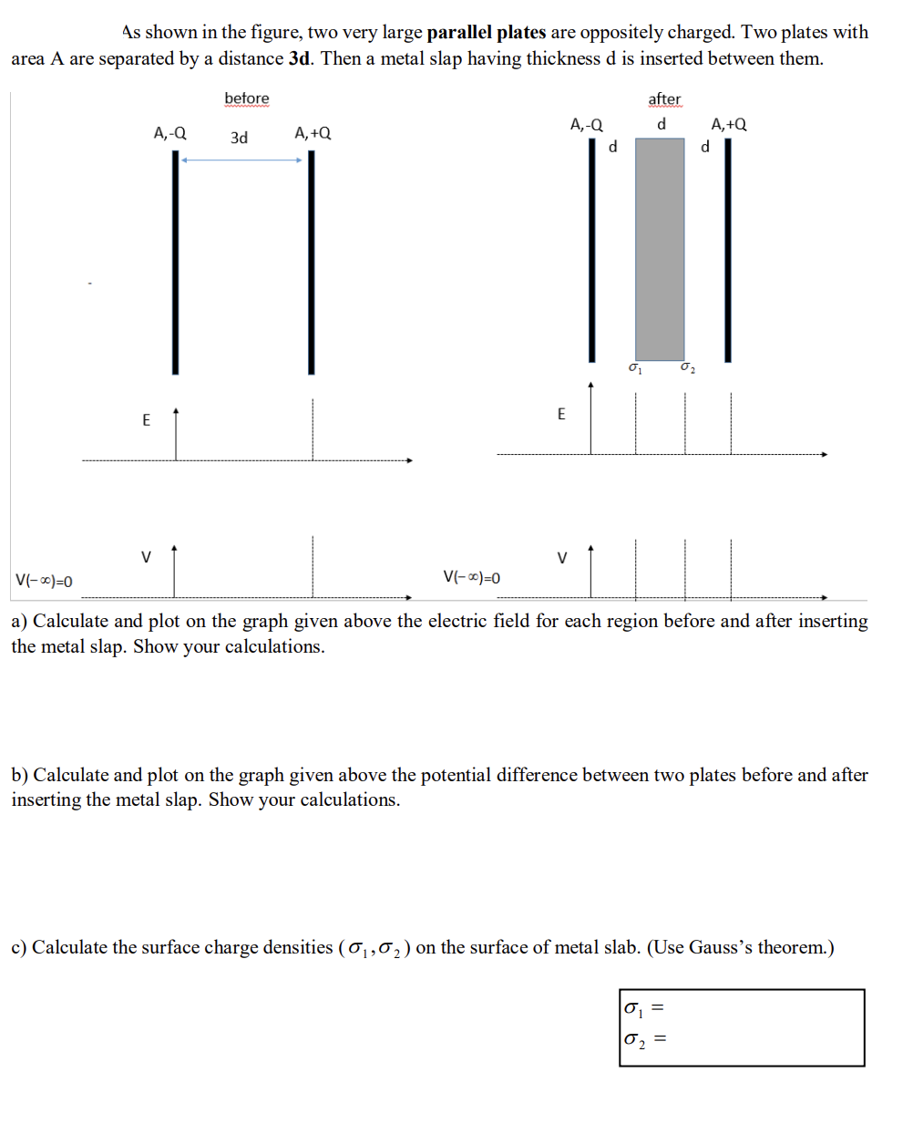 Solved As shown in the figure, two very large parallel | Chegg.com