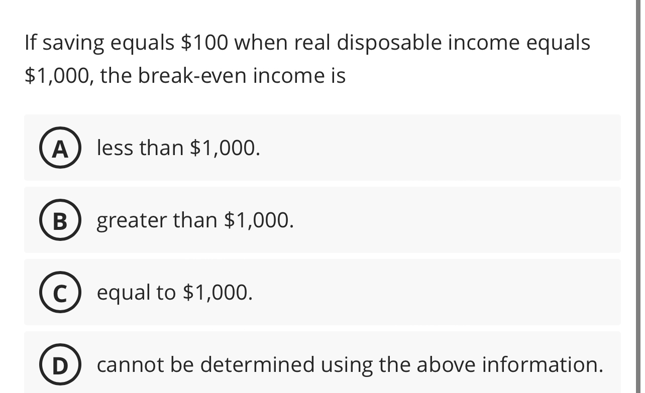 Solved If saving equals 100 ﻿when real disposable