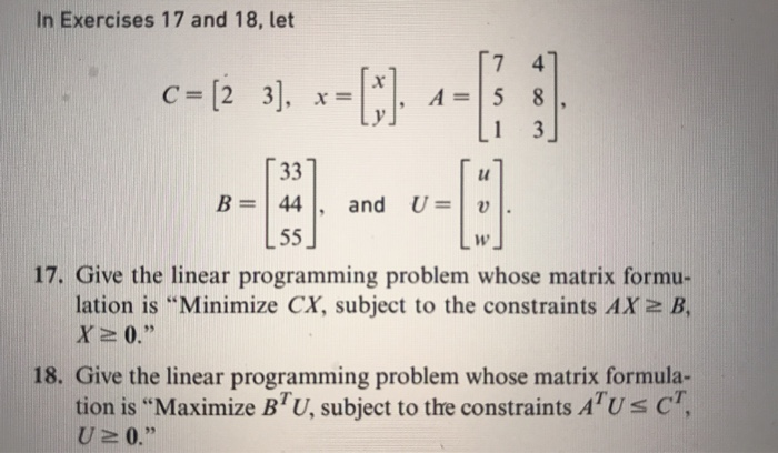 Solved In Exercises 17 and 18, let C= [2 3], --C). --> B= | Chegg.com