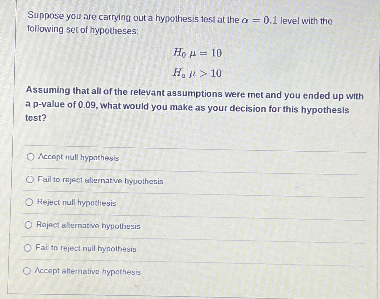 Solved Suppose you are carrying out a hypothesis test at the | Chegg.com