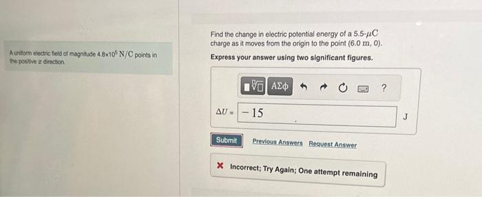 Solved Find the change in electric potential energy of a | Chegg.com