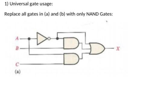Solved 1) Universal gate usage: Replace all gates in (a) and | Chegg.com