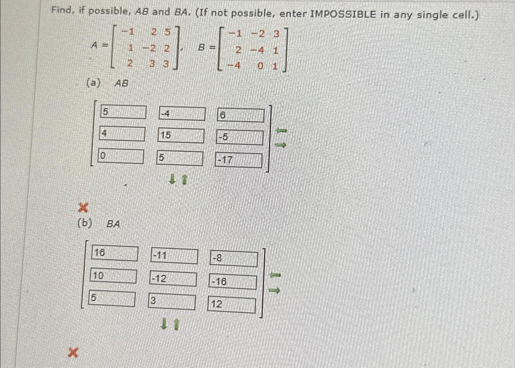 Solved Find, If Possible, AB ﻿and BA. (If Not Possible, | Chegg.com