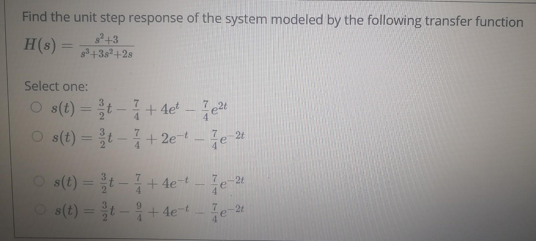 Solved Find the unit step response of the system modeled by | Chegg.com