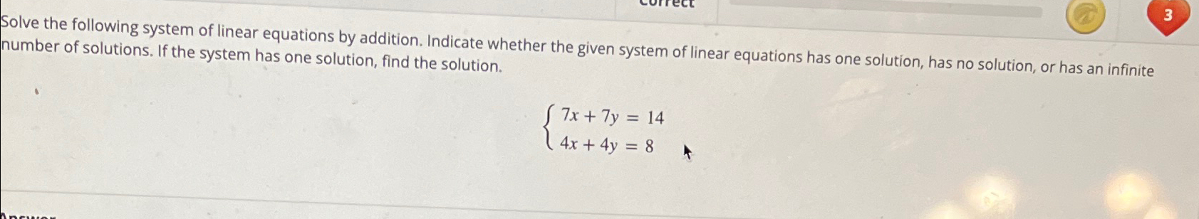 Solved Solve the following system of linear equations by | Chegg.com