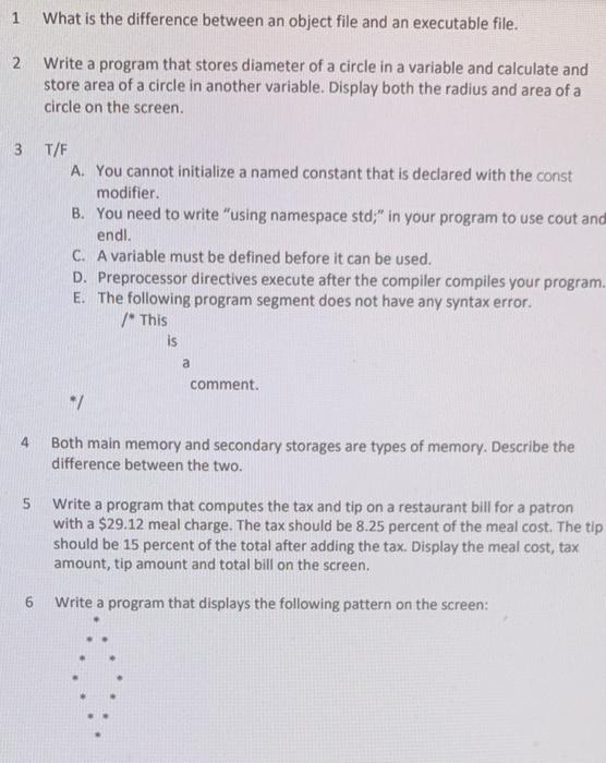 Solved 1 What is the difference between an object file and | Chegg.com
