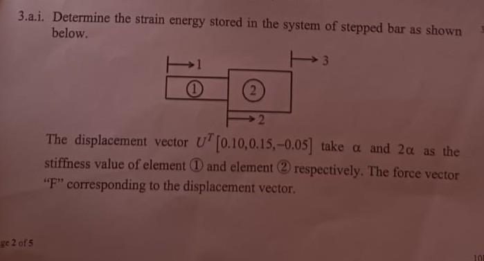 Solved 3.a.i. Determine The Strain Energy Stored In The | Chegg.com