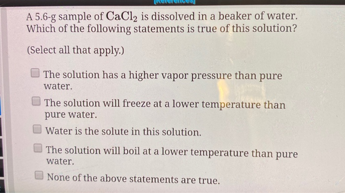 Solved A 5.6-g sample of CaCl2 is dissolved in a beaker of | Chegg.com