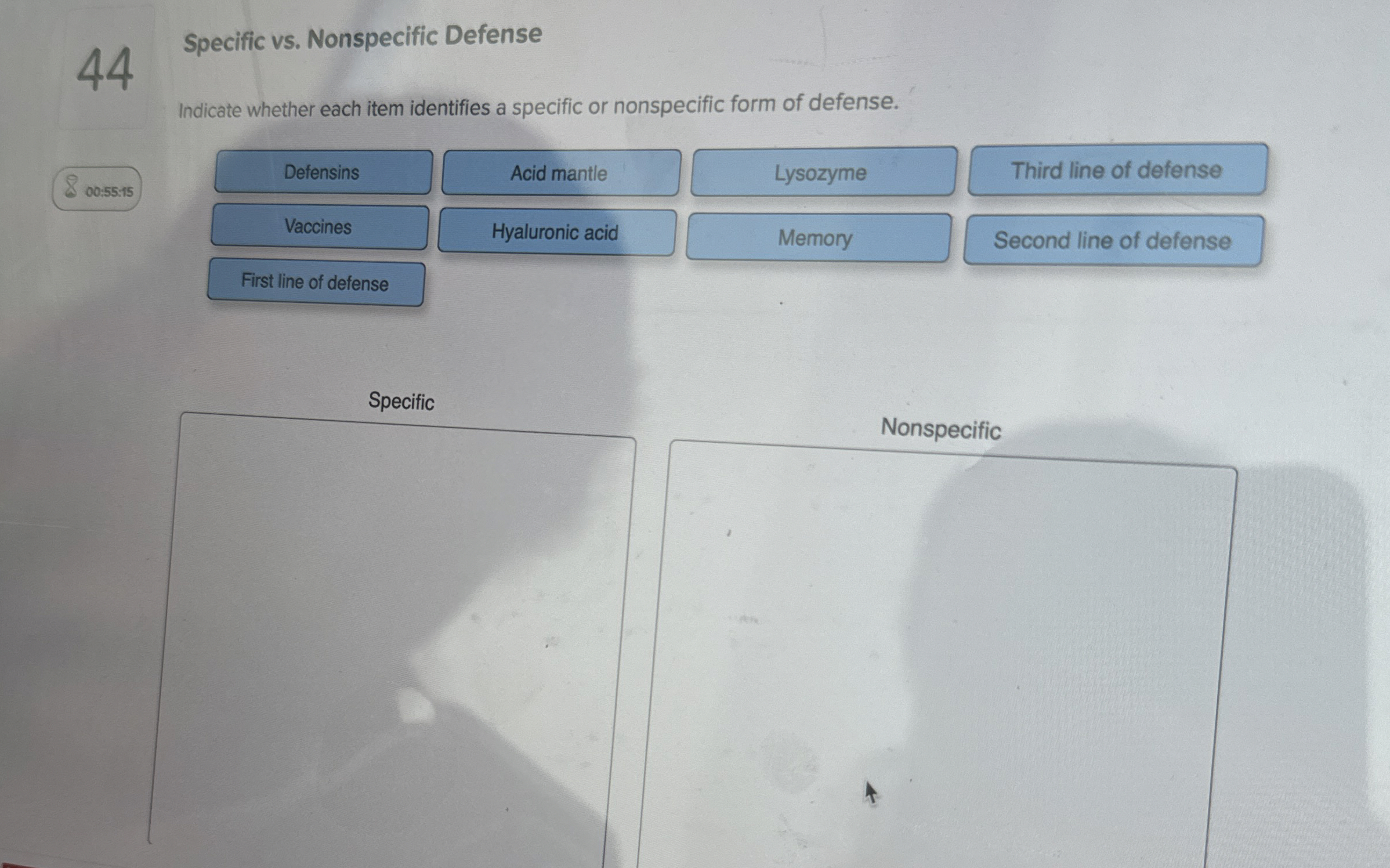 Solved 44Specific vs. ﻿Nonspecific DefenseIndicate whether | Chegg.com