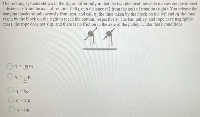 Solved The rotating systems shown in the figure differ only | Chegg.com
