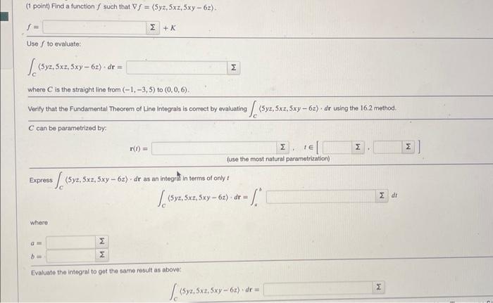 Solved (1 point) Find a function f such that | Chegg.com