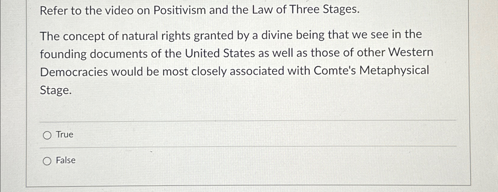 Solved Refer to the video on Positivism and the Law of Three | Chegg.com