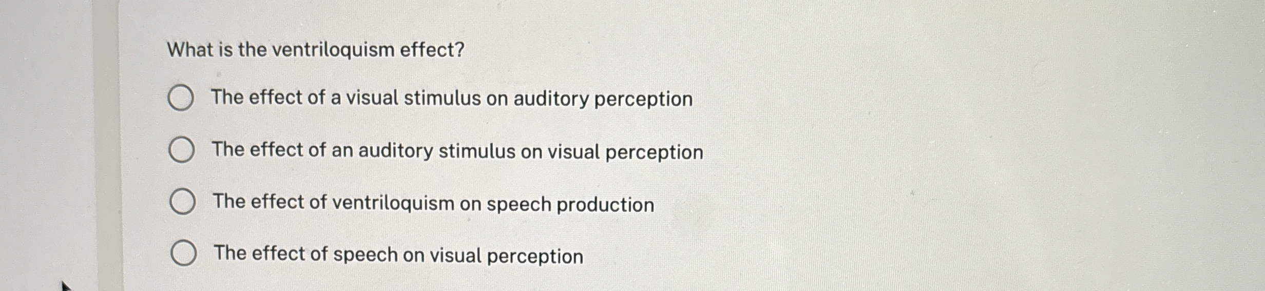 Solved What is the ventriloquism effect?The effect of a