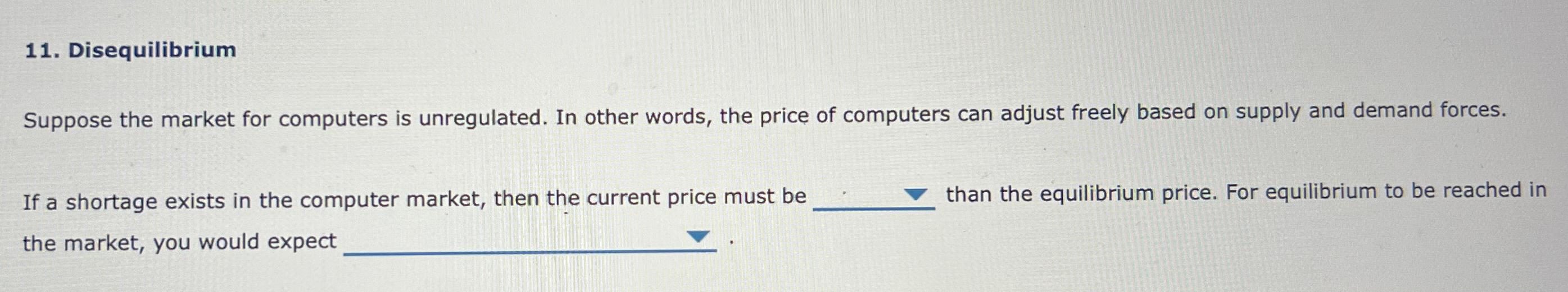 Solved DisequilibriumSuppose the market for computers is