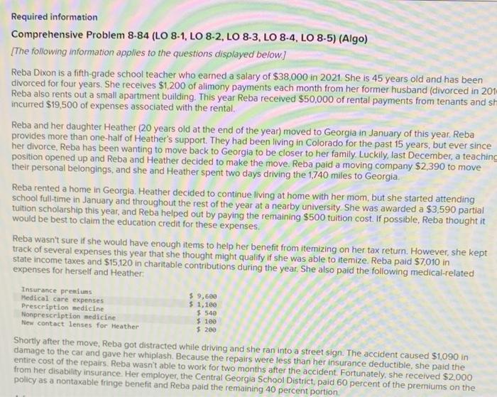 Solved Required information Comprehensive Problem 8-84 (LO | Chegg.com