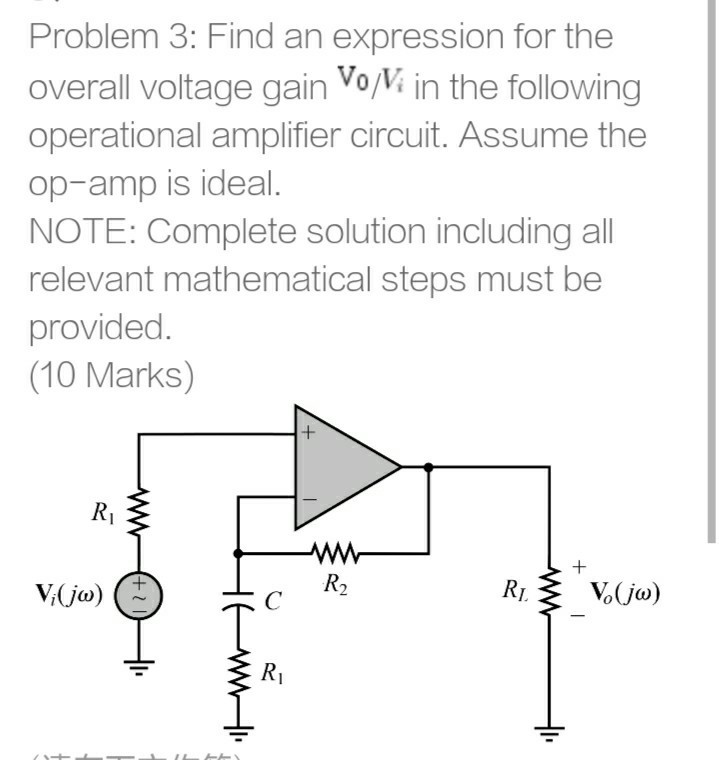 Solved Problem 3: Find an expression for the overall voltage | Chegg.com