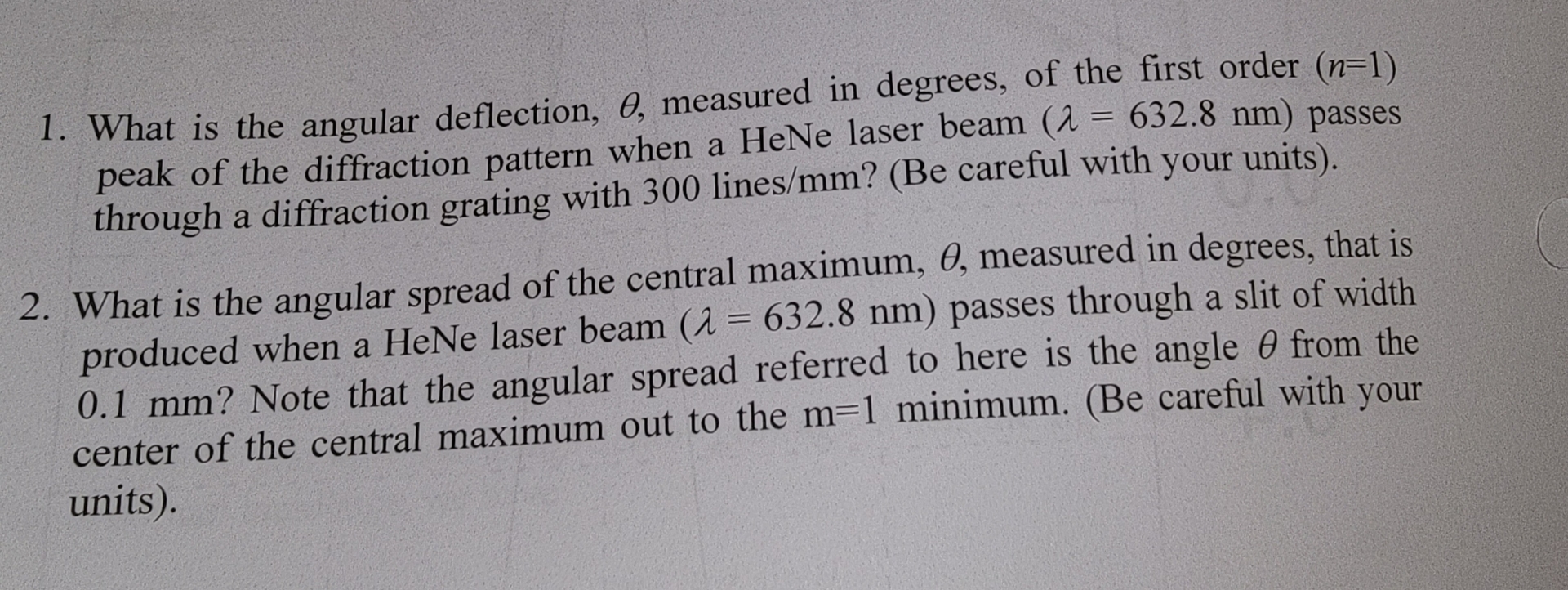 Solved What is the angular deflection, θ, ﻿measured in | Chegg.com