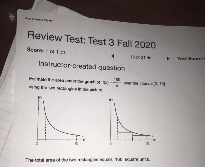 Assignment Viewer Review Test: Test 3 Fall 2020 | Chegg.com