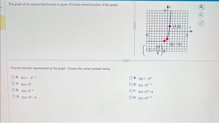 Solved The graph of an exponential function is given. Find | Chegg.com