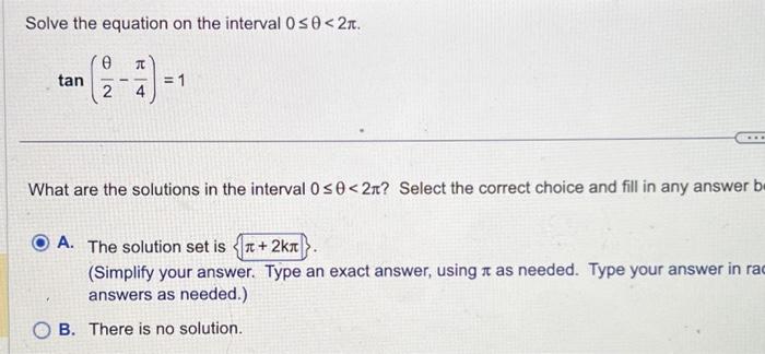 Solved Solve the equation on the interval 0≤θ