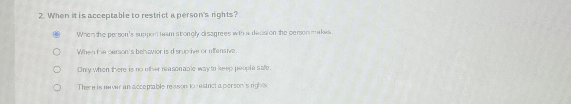 Solved When it is acceptable to restrict a person's | Chegg.com