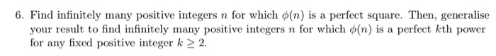 Solved Find infinitely many positive integers n for which | Chegg.com