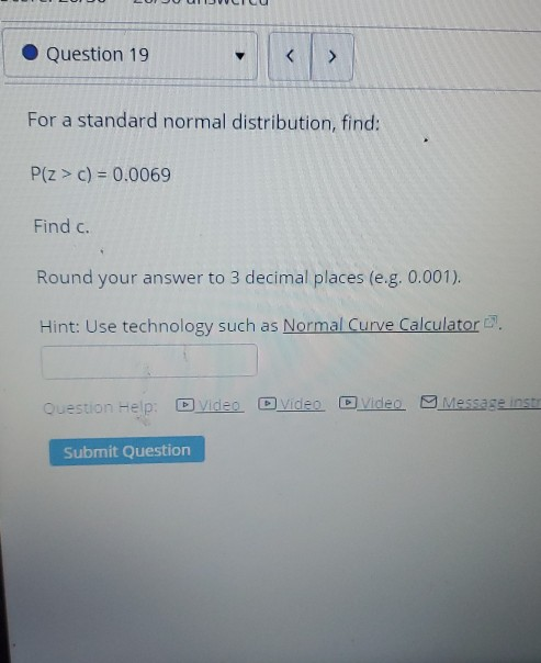 Solved Question 18 For a standard normal distribution Chegg