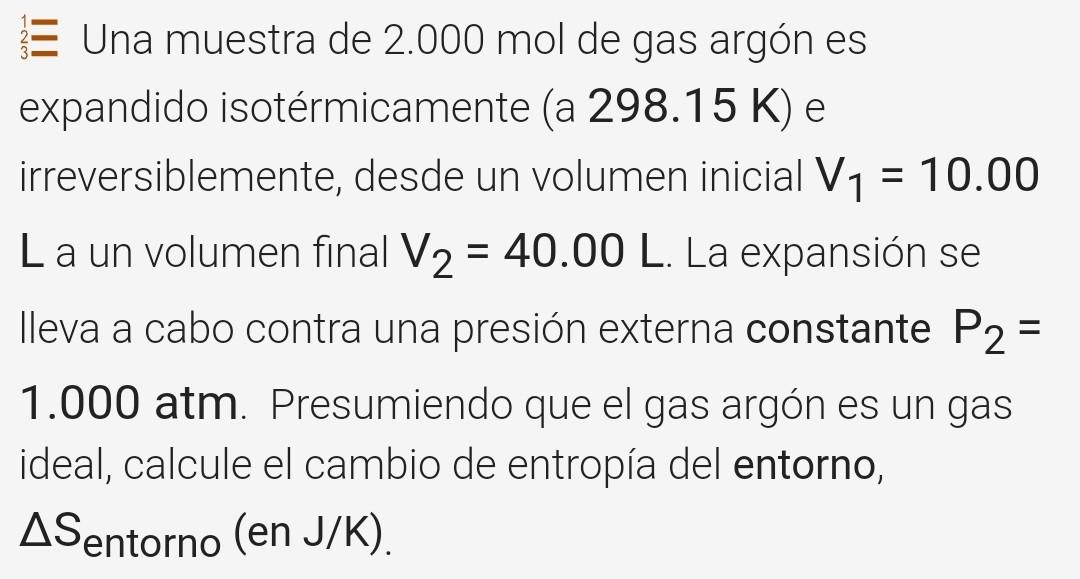 Solved A 2.00mole sample of argon gas is expanded | Chegg.com