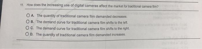 Solved 11. How does the increasing use of digital cameras | Chegg.com