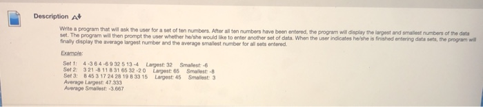 Solved Description A Write a program that will ask the user | Chegg.com