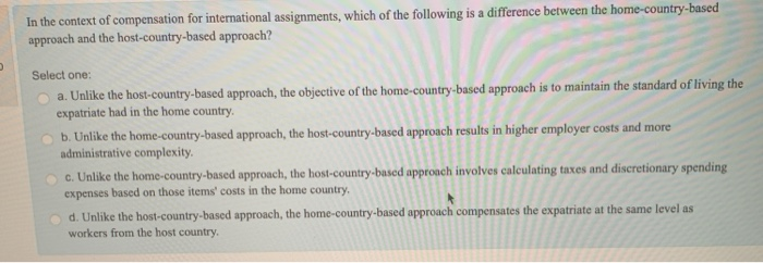 in the context of compensation for international assignments