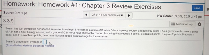 Solved Save Homework: Homework #1: Chapter 3 Review | Chegg.com