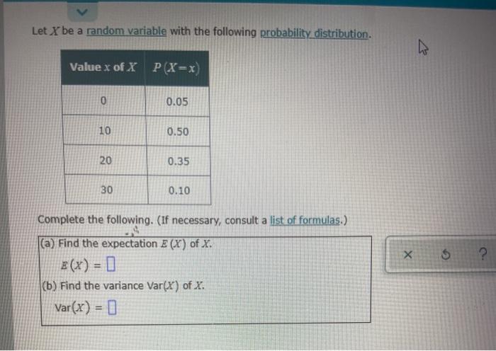 Solved Let X be a random variable with the following | Chegg.com