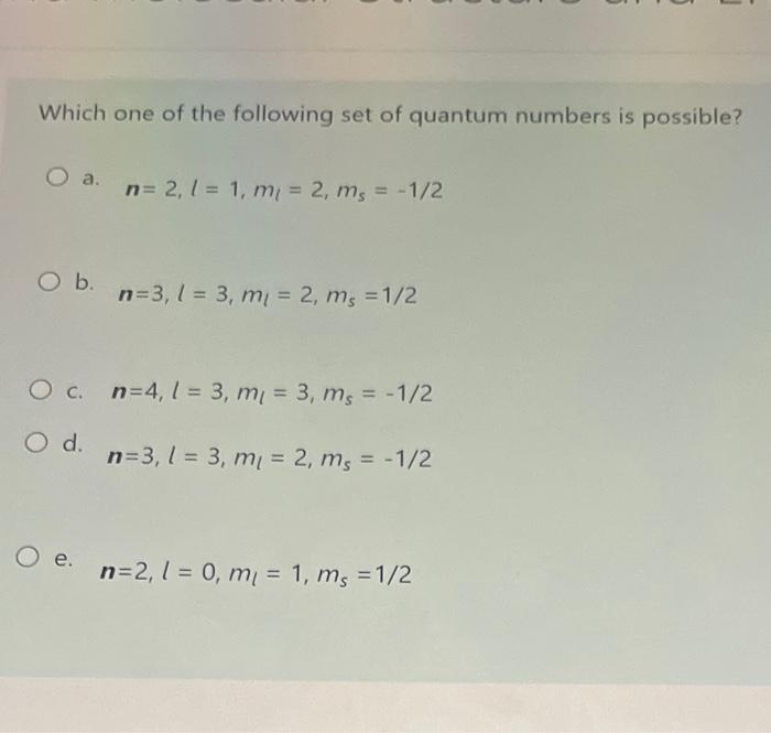 the set of quantum number n 3 l 2 m 0