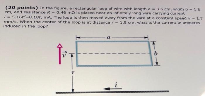 Solved (20 points) In the figure, a rectangular loop of wire | Chegg.com