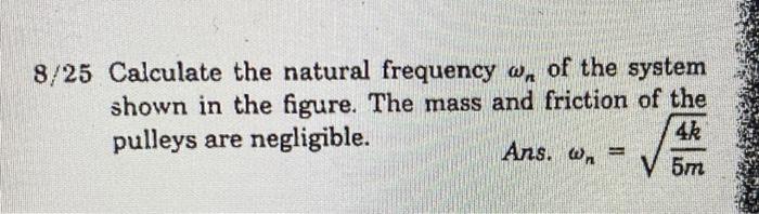 Solved 8/25 Calculate the natural frequency wn of the system | Chegg.com