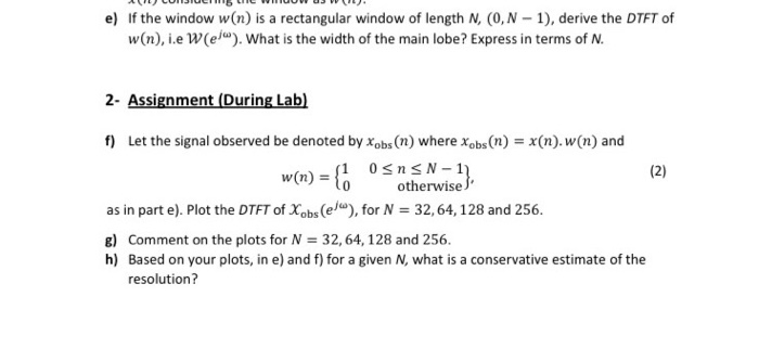 E If The Window W N Is A Rectangular Window Of L Chegg Com