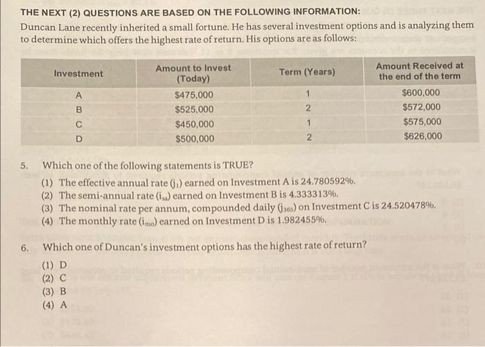 Solved THE NEXT (2) QUESTIONS ARE BASED ON THE FOLLOWING | Chegg.com