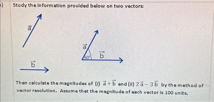 Solved Study the information provided below on two vectors: | Chegg.com