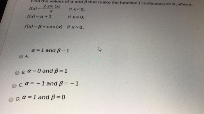 Solved Find The Values Of A And B That Make The Function Chegg Com