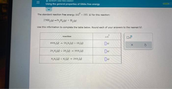 The standard reaction free energy \( \Delta G^{0}=193 . \mathrm{kJ} \) for this reaction:
\[
2 \mathrm{NH}_{3}(g) \rightarrow